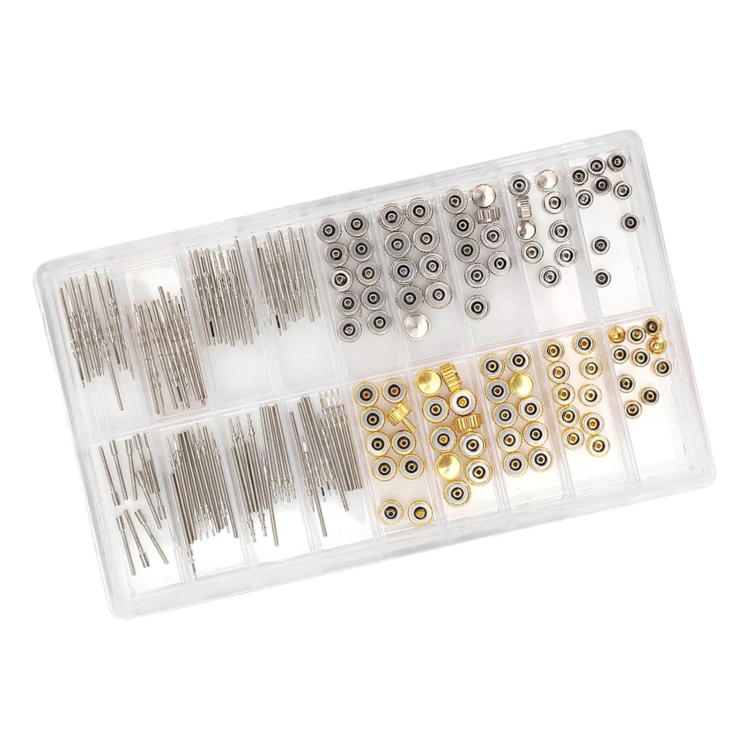 Assorted Watch Stem Extender & Crowns Repair Replacement Accessory Tool Box kit