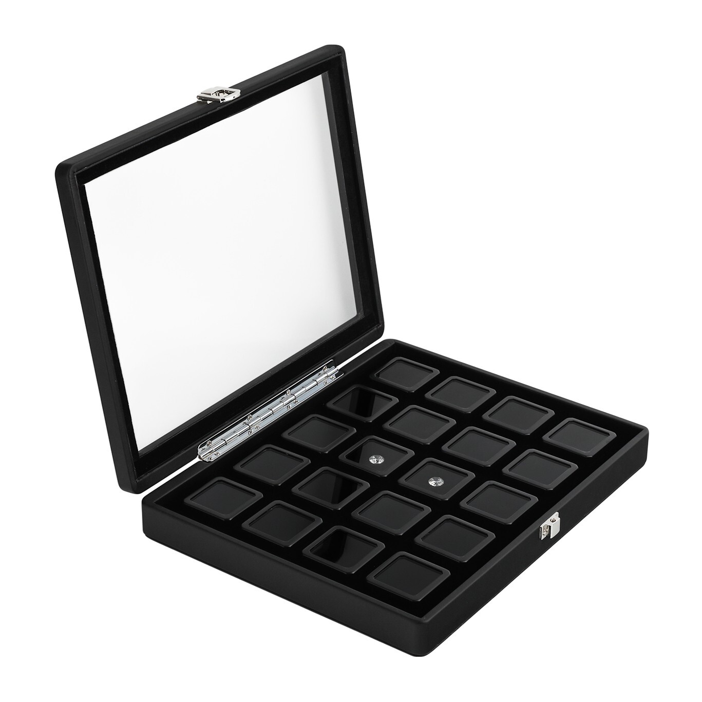 GemTrue Lockable Diamond Box Set with Viewing Window Reversible Cushion