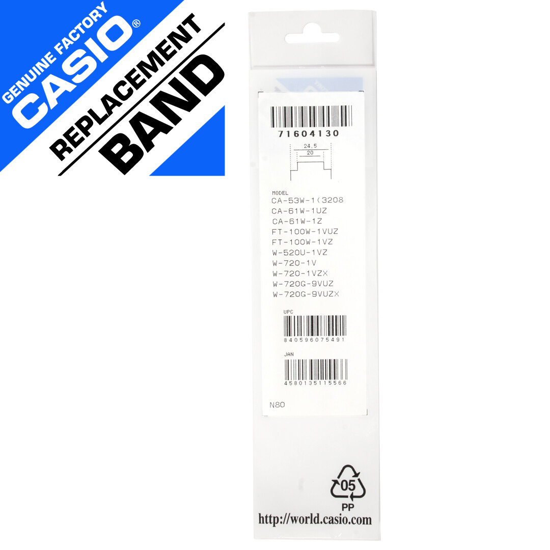 Casio Genuine Band 71604130 WL100-1V CA61W-1 CA53W FT100W-1V MAP100-1V W722-1V