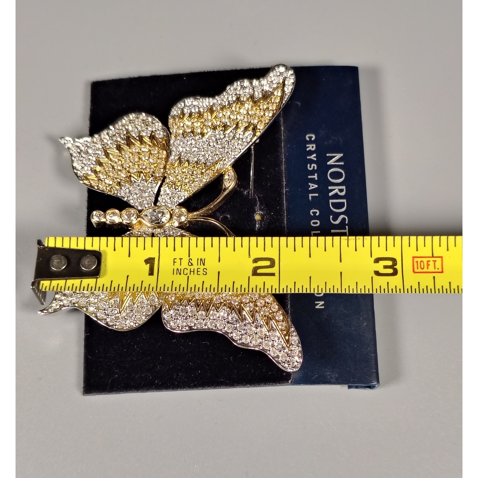 Vintage Nordstrom Crystal Collection Butterfly Brooch Pin 2.75″ – Rhodium Plated