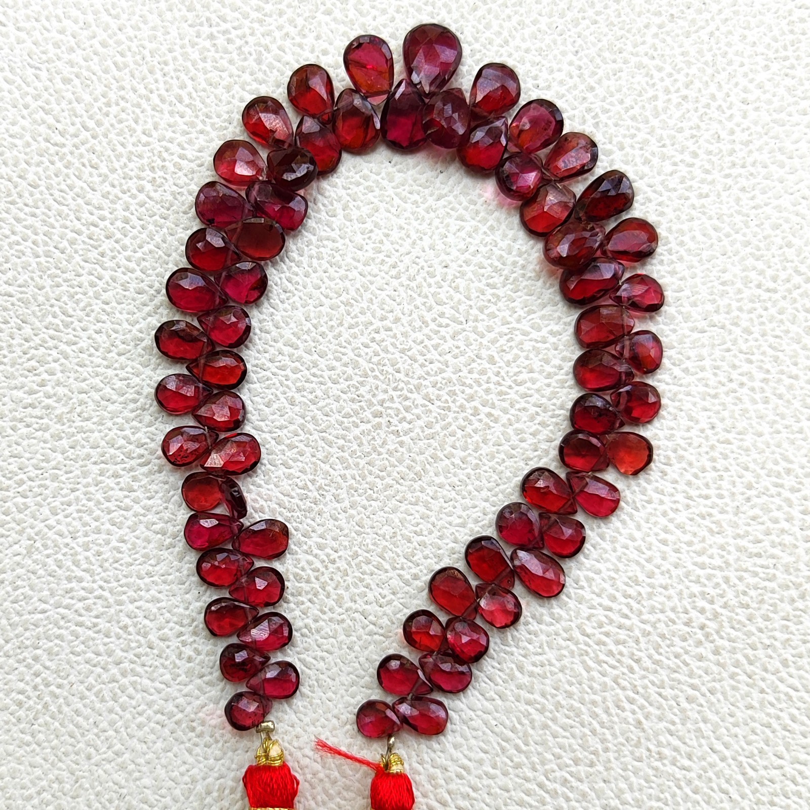 Red Mozambique Garnet Faceted Pear Briolette Beads 7×5 to 11×8 mm 8″ Gem Strand