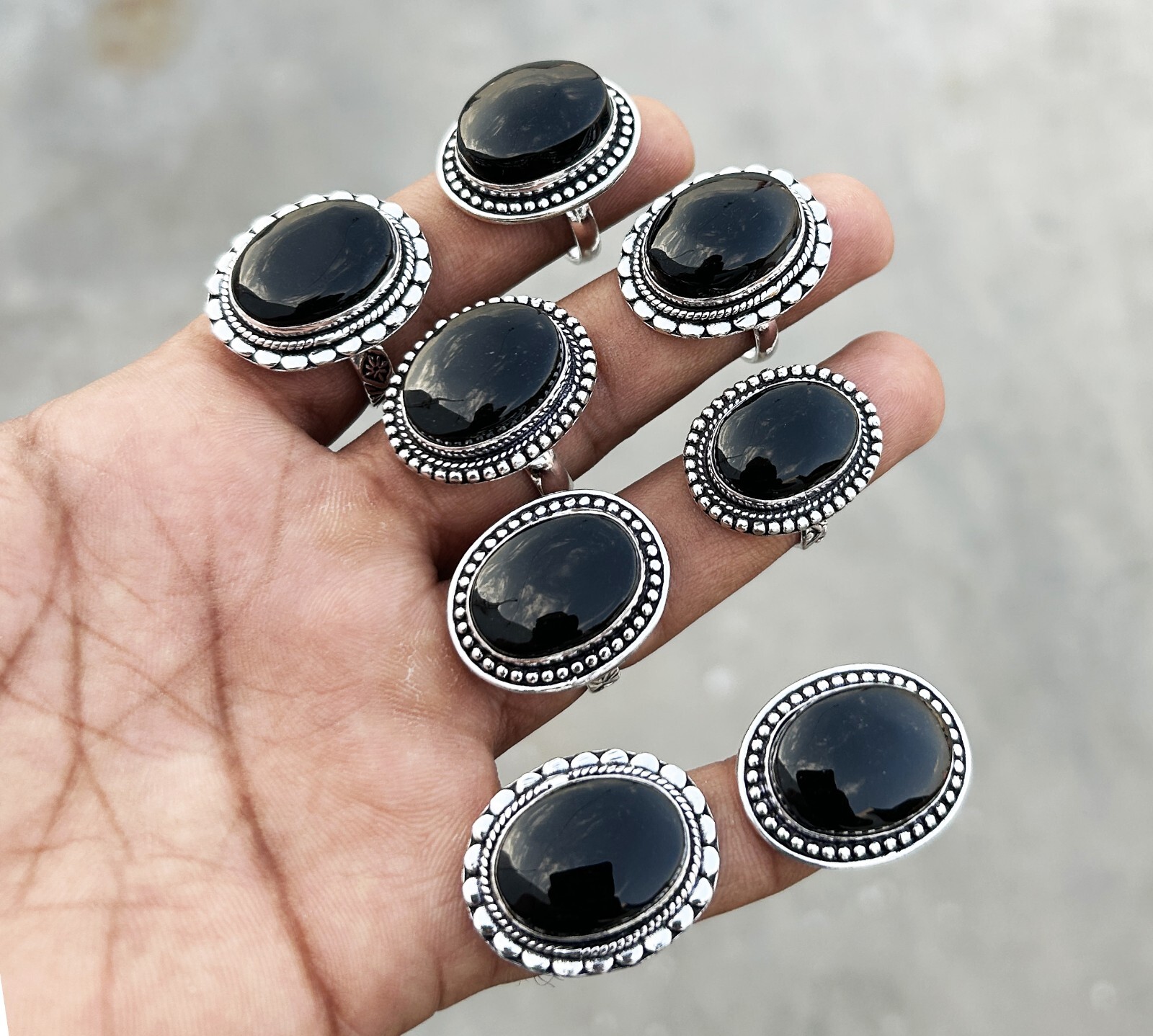Wholesale Lot Black Onyx Gemstone Handmade Rings Jewelry For women