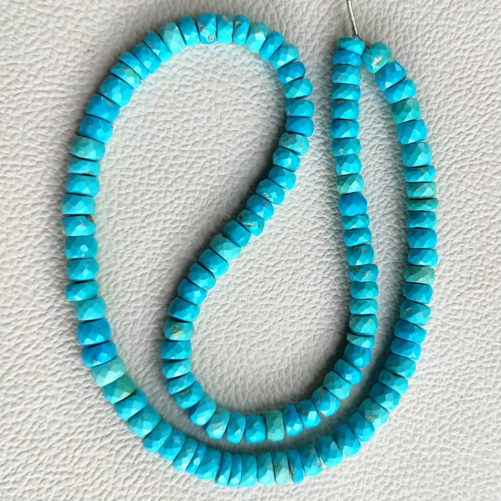Arizona Turquoise Faceted Rondelle Beads 4-6mm Size 16″ Gemstone Strand