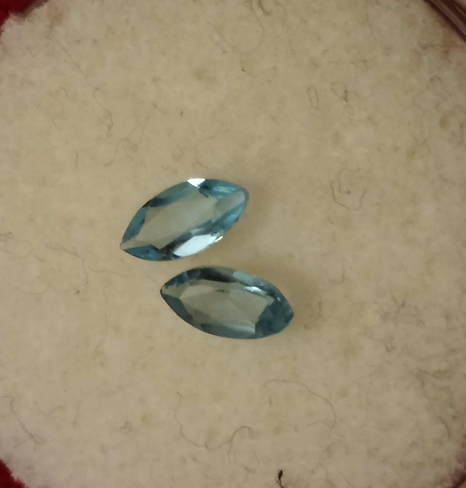 Vintage Hand Cut Blue Marquise Loose Gemstones Pair 6x3mm Possible Aquamarine