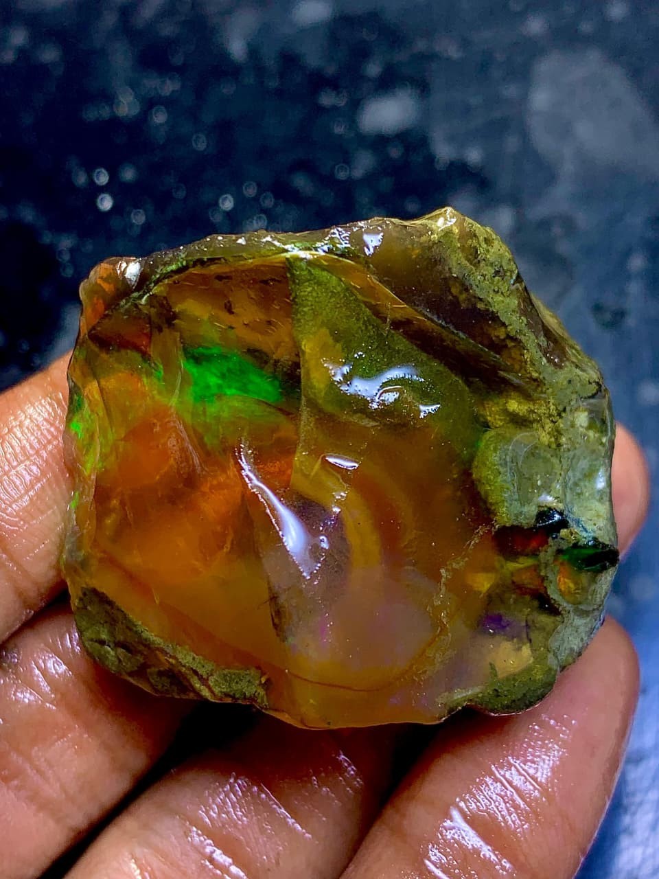 173 Ct Large Ethiopian Boulder Opal Rough Multi Fire natural Play Of Color Raw