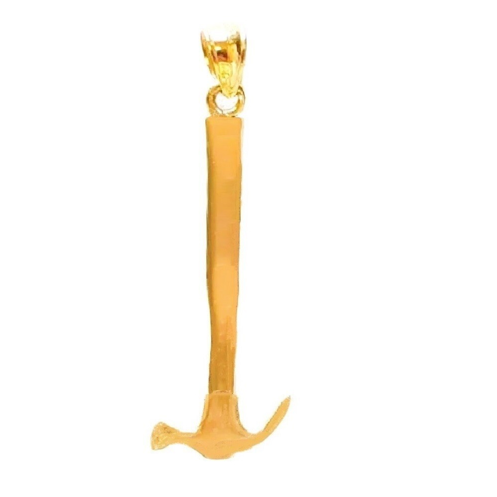 14k Yellow Gold Hammer 3D Solid Pendant / Charm, Made in USA