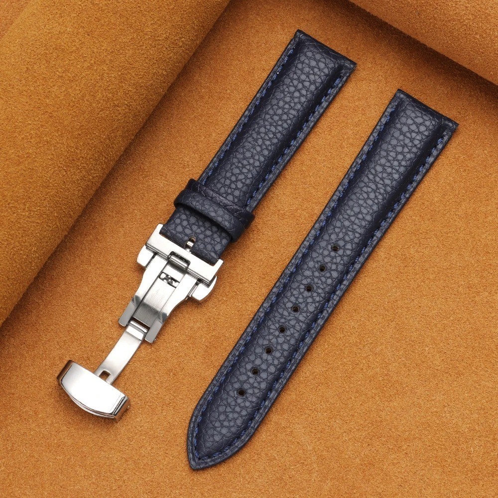 Calfskin Litchi Leather Watchband 16/19/21/24mm 18mm 20mm 22mm Watch Strap for M