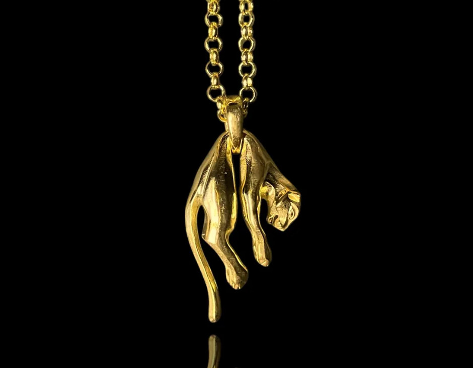 Gold Panther Necklace 925Sterling Silver Hanging Panther Pendant For Unisex Gift