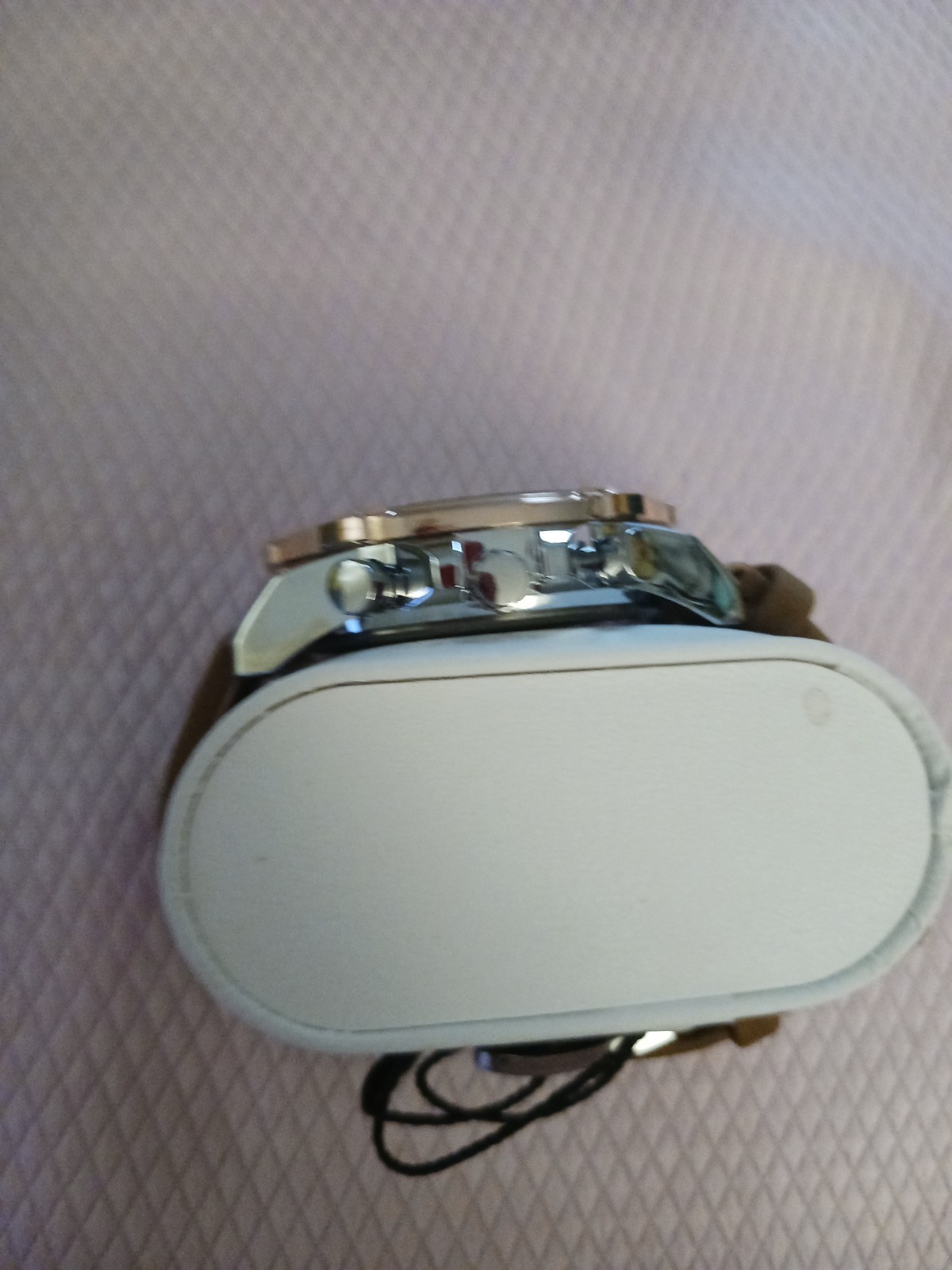 Bibi Luxury Men’s Watch White Dial Rose Case Brown Band B0179