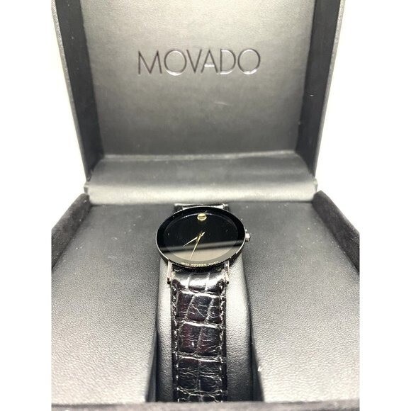 Movado Museum Ultra slim Thin Black Dial Quartz Watch 84.C6.882.2A