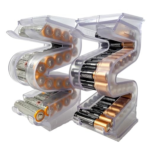 Battery Ladder Organizer Case for Batteries – Stackable or AA & AAA 2 – Pack