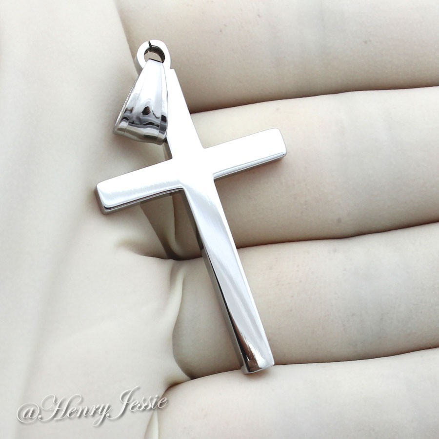 Men’s Women’s Stainless Steel 1.5″x0.9″ Silver Plain Cross Pendant*SP