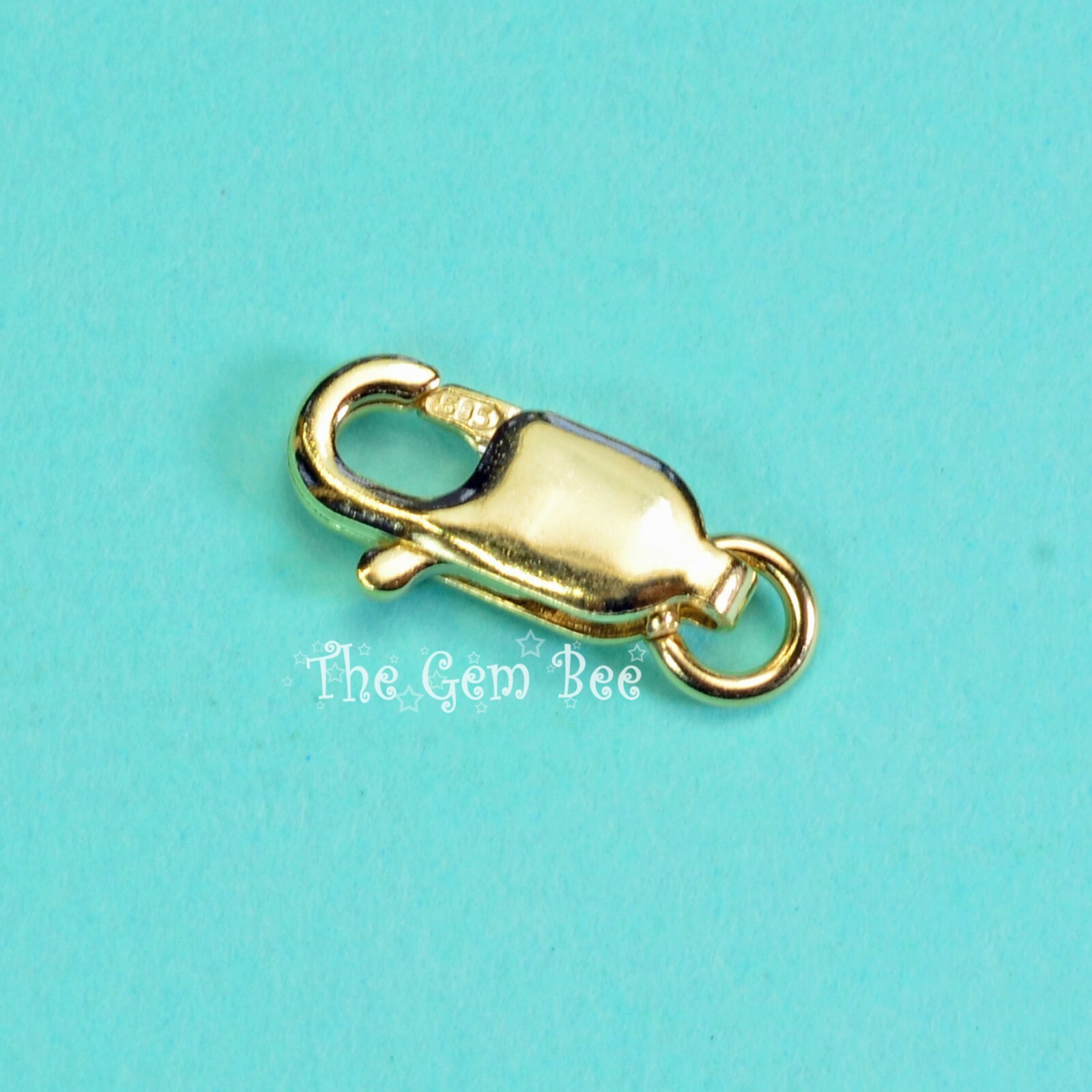 5MMx10.3mm 14k Solid Yellow Gold Lobster Clasp With Open Jump Ring