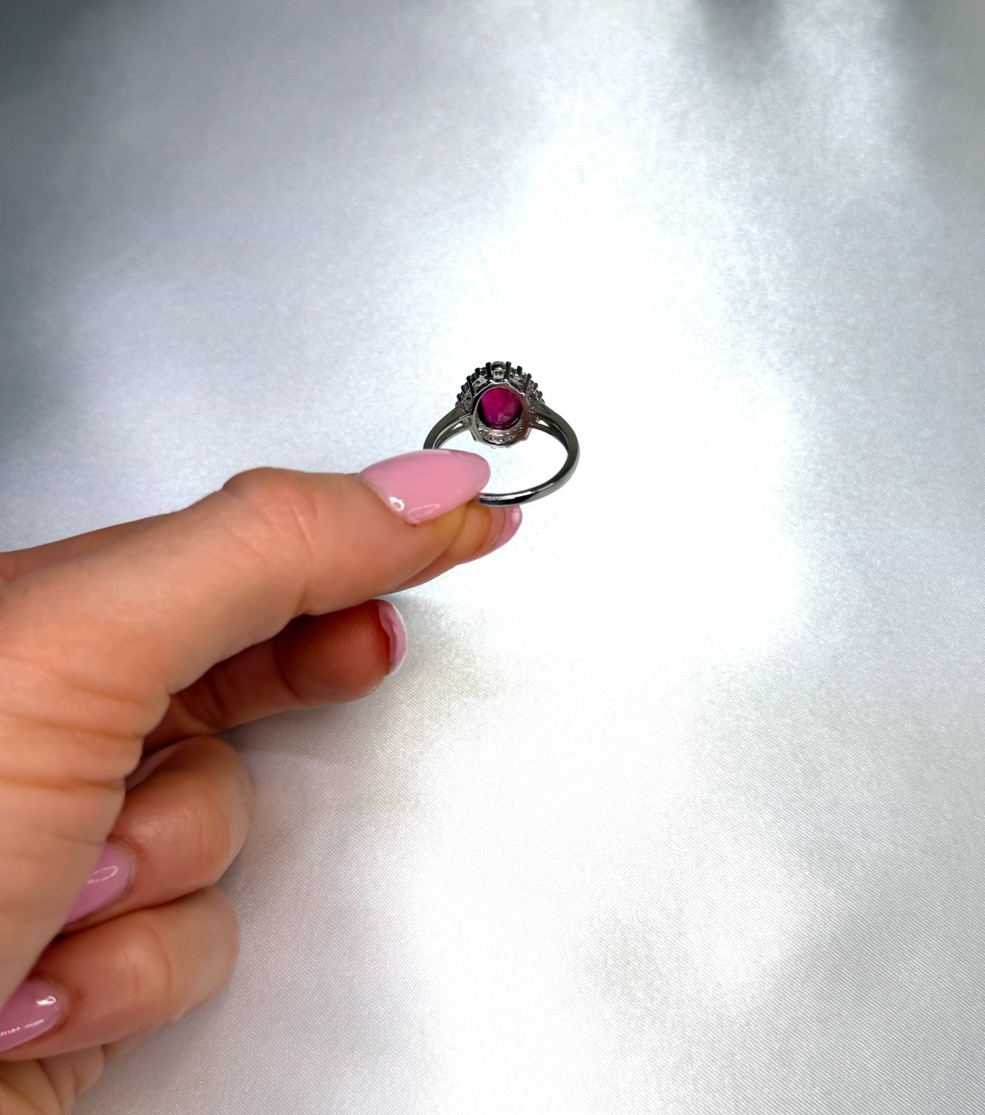 3 Carat Natural Ruby Ring 8x10mm 925 Sterling Silver with Platinum Plating