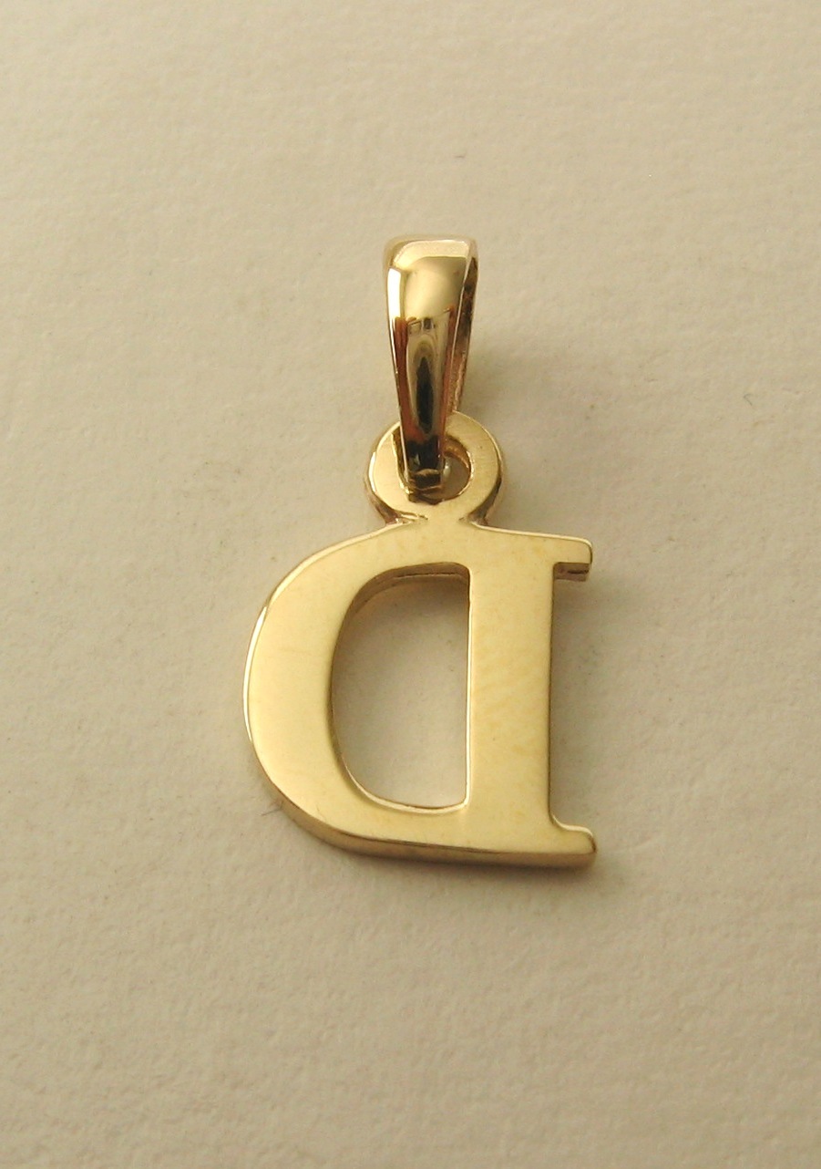 GENUINE SOLID 9K 9ct YELLOW GOLD INITIALS D LETTER CHARM PENDANT with BAIL