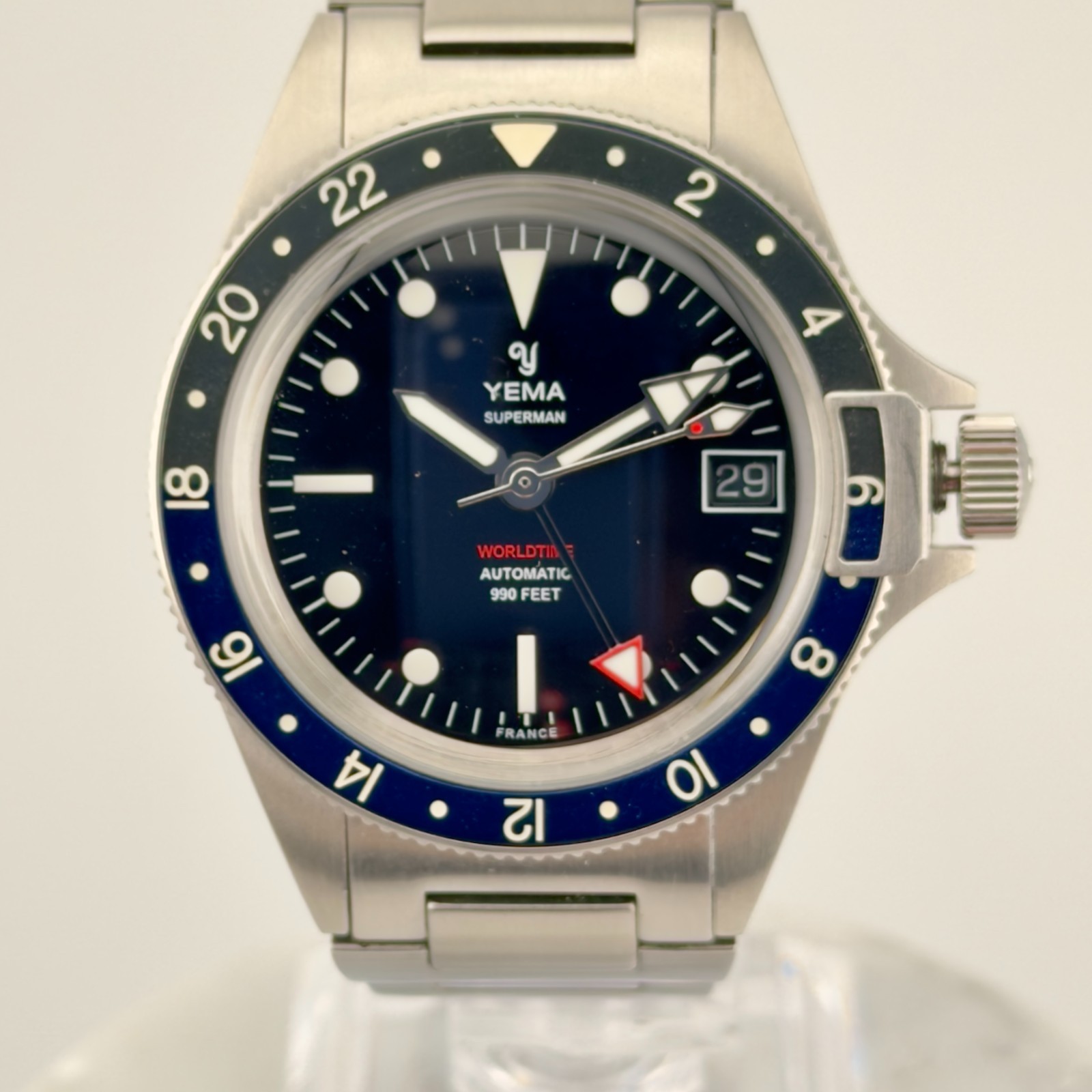 Yema Superman Heritage GMT Black Blue 39mm YEMA3000 Automatic Sapphire Full Set