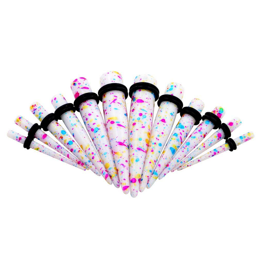 12-18PC Ear Taper Stretching Kit 14G-20MM Beginner Gauges Acrylic Taper Plug Set