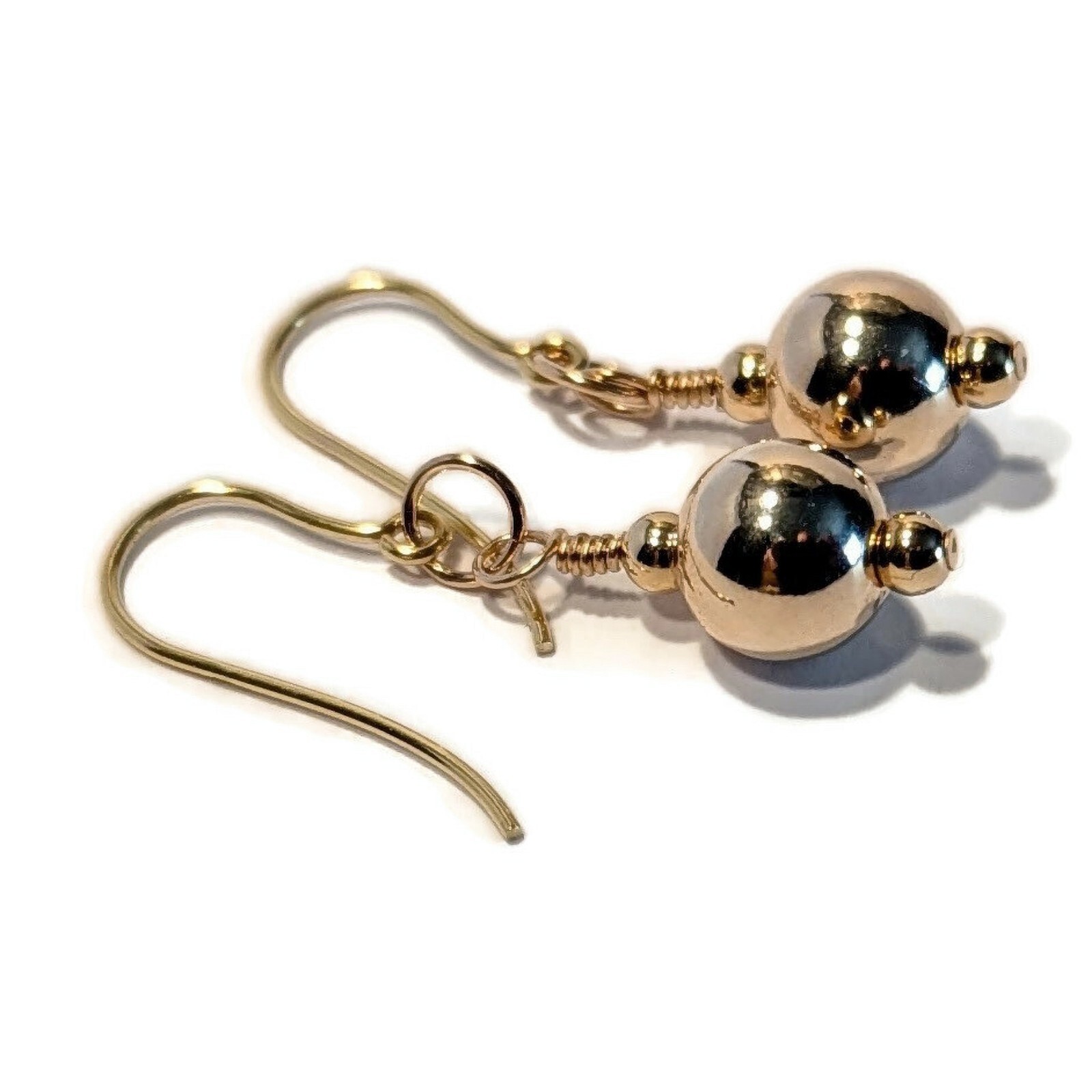 9ct Gold Drop Earrings, Hallmarked 375, 8mm 9ct Gold Ball Beads, Gift Boxed
