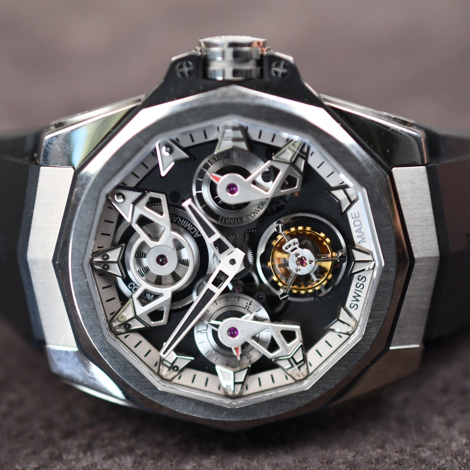 Corum AC-One 45 Admiral’s Cup Tourbillon Openworked $82,250 Titanium 45mm A298