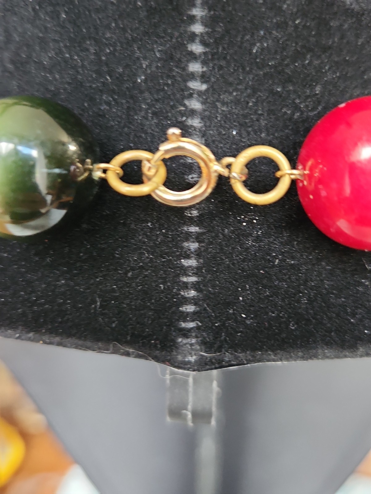Moonglow Glass Beaded Chunky Necklace Brown Green Blue and Red Shiny