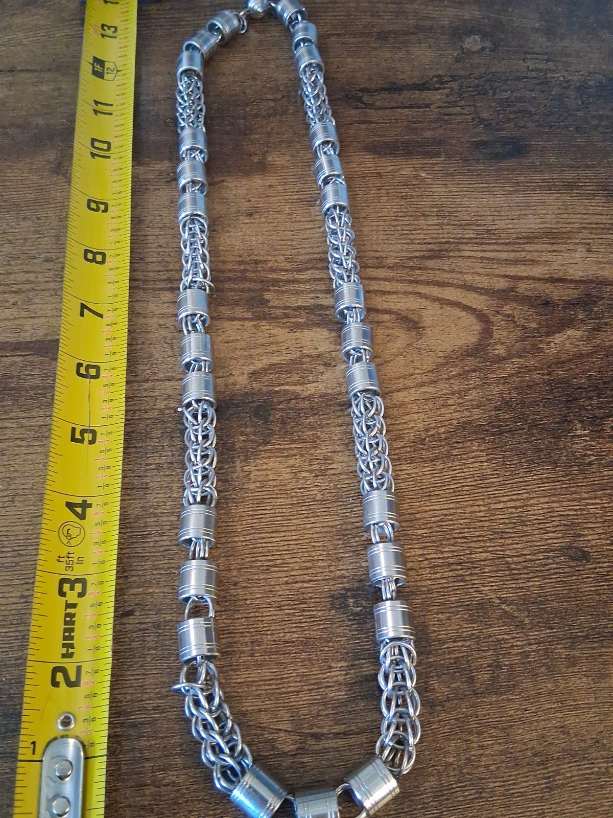 !!! Heavy Metal Necklace Solid Design Unique & Cool Silver Color 173 Grams !!!!