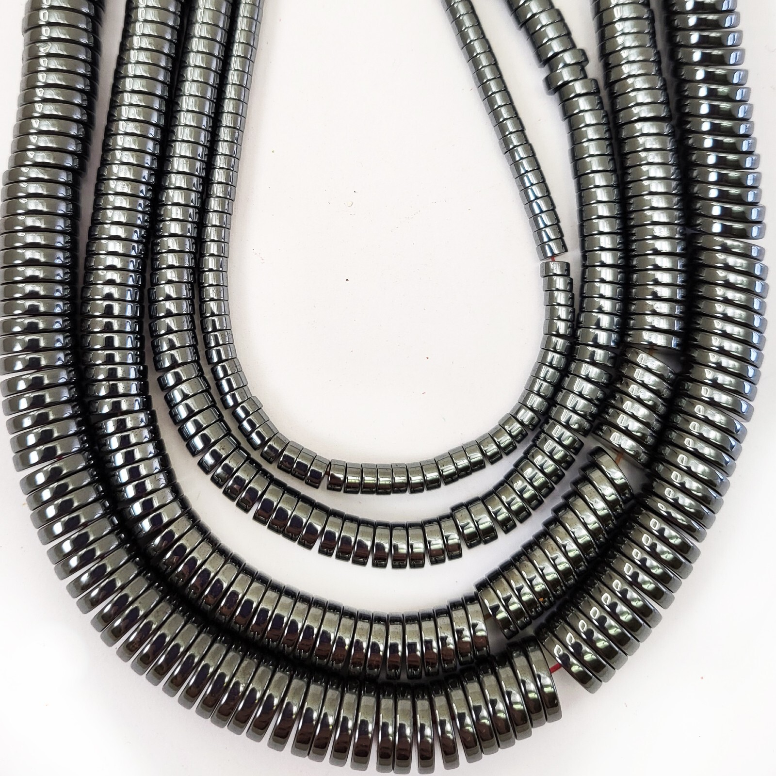 Shiny Jet Black Hematite Heishi Loose Bead 15″ strand 4mm 6mm 8mm 10mm Beading