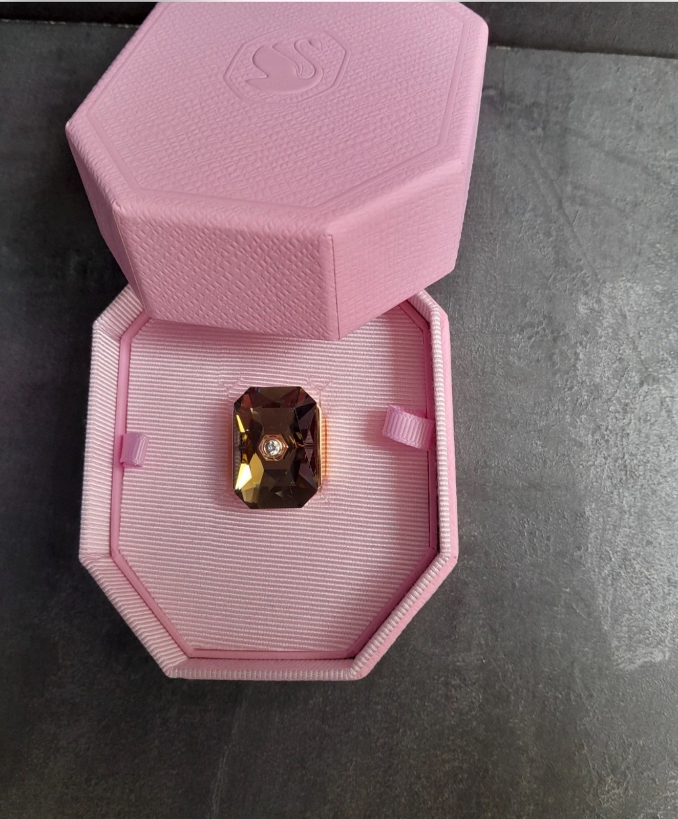 Swarovski Numina Grey Gold tone plated Cocktail Ring Size 58 Brand new❤️🎁