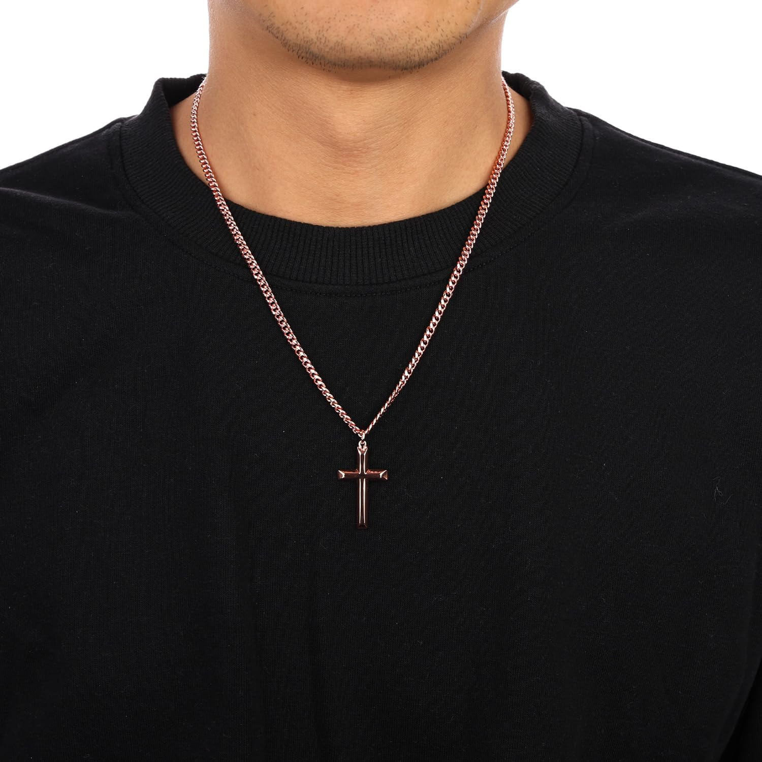 Copper Cross Necklace for Men & Boys – 99.9% Pure Copper Cross Pendant & Chain T