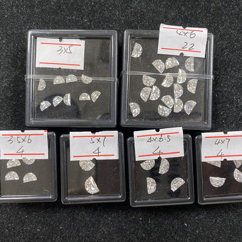 3x4mm-6x9mm White D Color Half Moon Moissanite Stone VVS1 Excellent For Jewelry