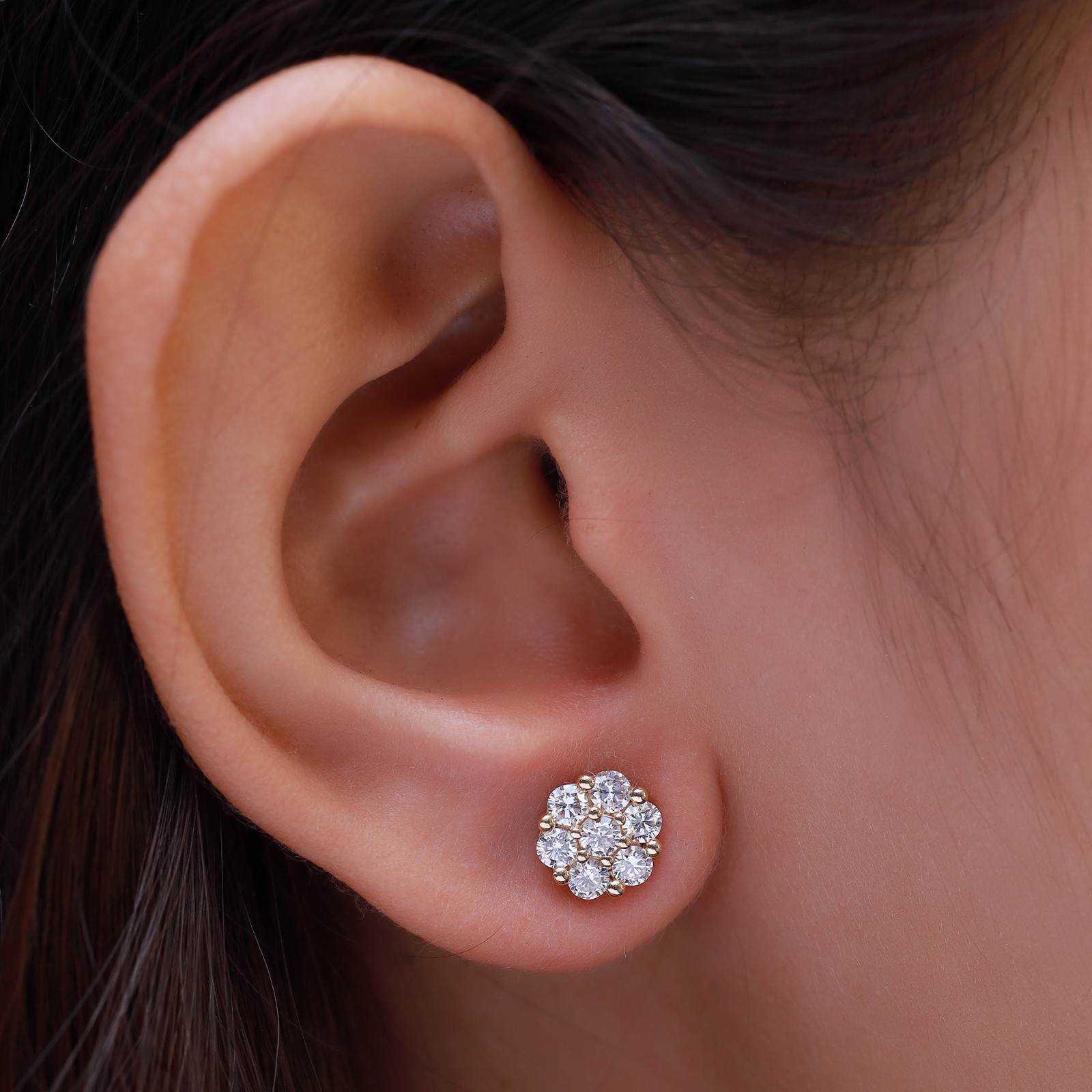 Moissanite VVS Flower Cluster Earrings 925 Silver Stud Earrings 0.50 – 2 CTW
