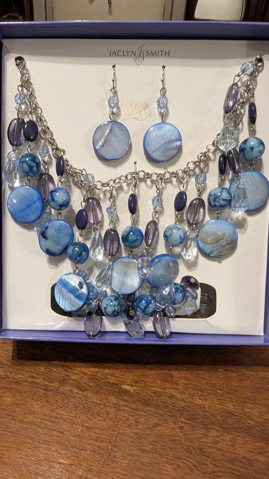 Jaclyn Smith Boxed Jewlrey 3 pc set Blue, Teal and Orange New