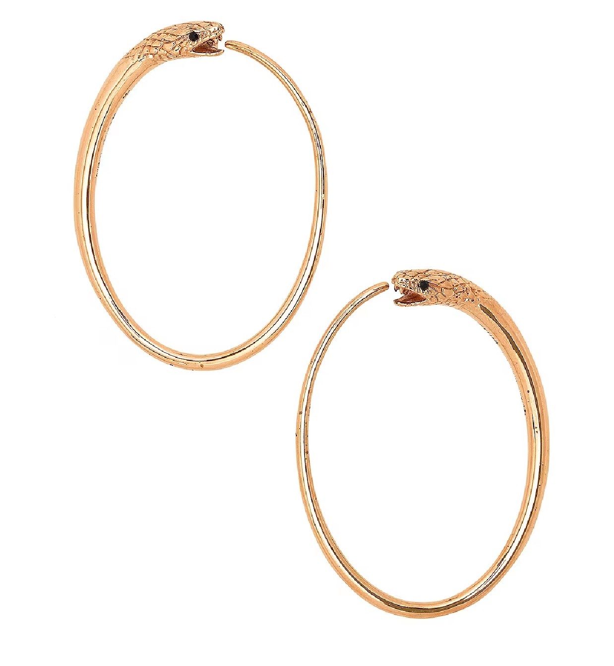 Céline Phoebe Philo Serpent Hoop Earrings • Gold Plated • Signed • Rare • 2.3 In