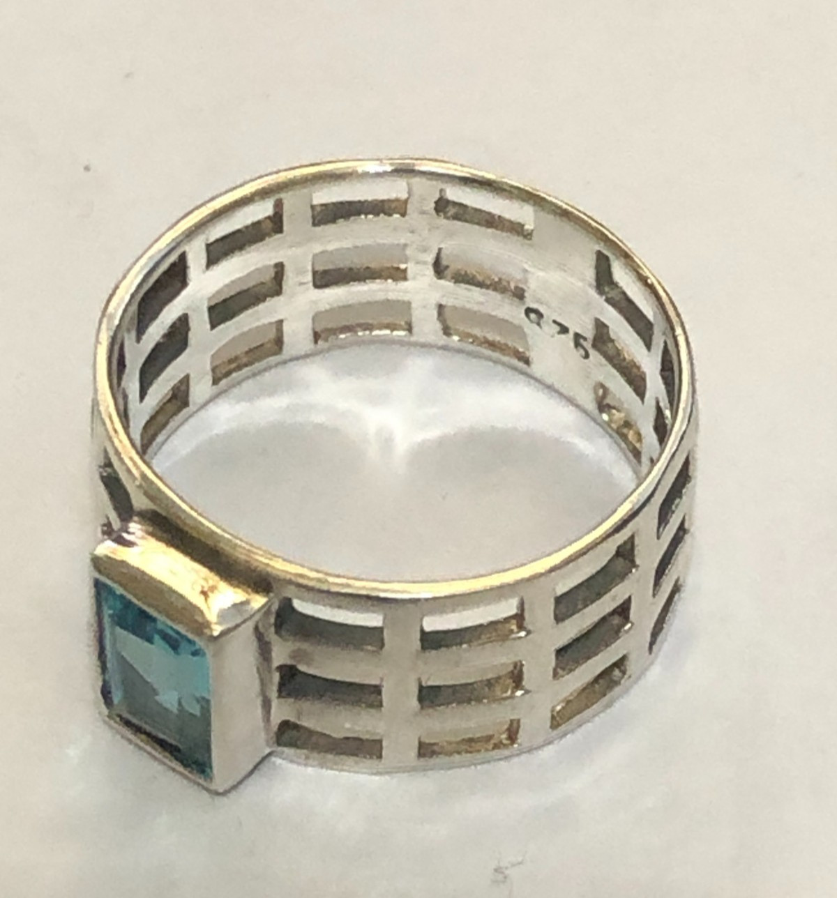 Girls Sterling Silver FILIGREE Ring Blue CZ LATTICE RING Size E-F Childs Age 3-9