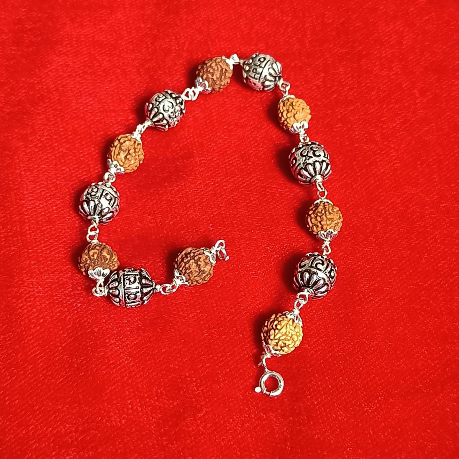 Rudraksh Bracelet 925 Silver Healing Spiritual Jewelry for Men and Women