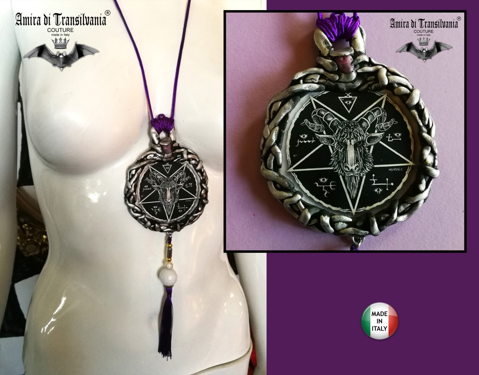 satanic talisman pendant amulet necklace wicca gothic jewel pagan devil baphomet