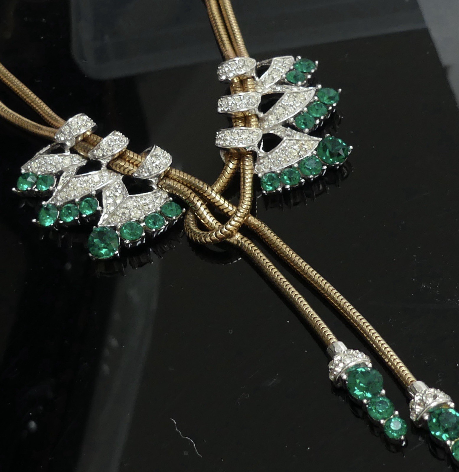 MARCEL BOUCHER Emerald Green Necklace 1940s HTF