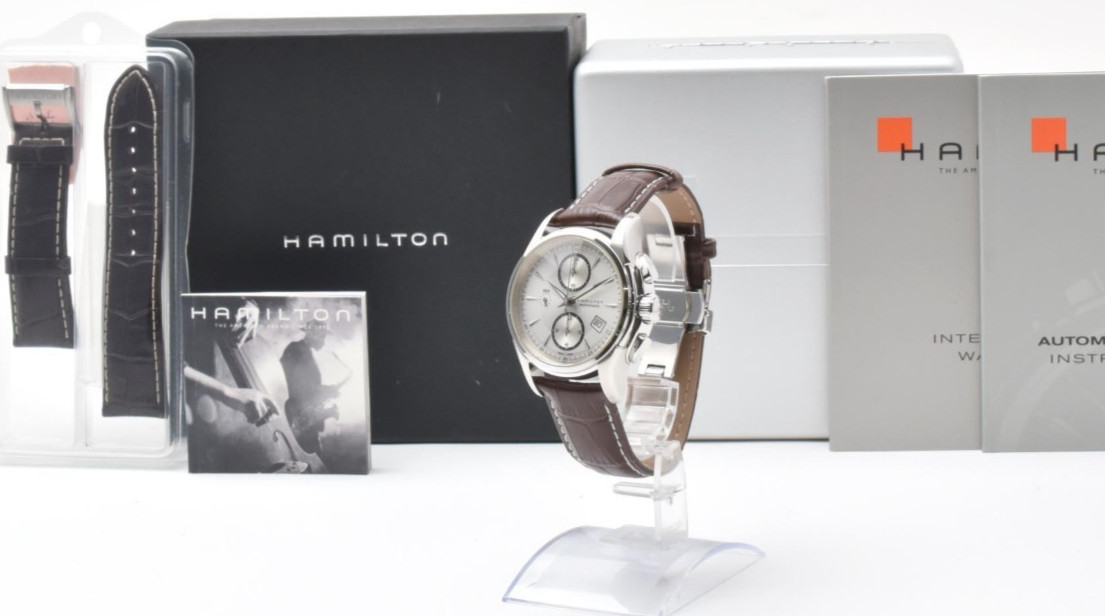 [TOP MINT Full Set] Hamilton Jazzmaster H326160 Silver Dial Chronograph Auto 43m