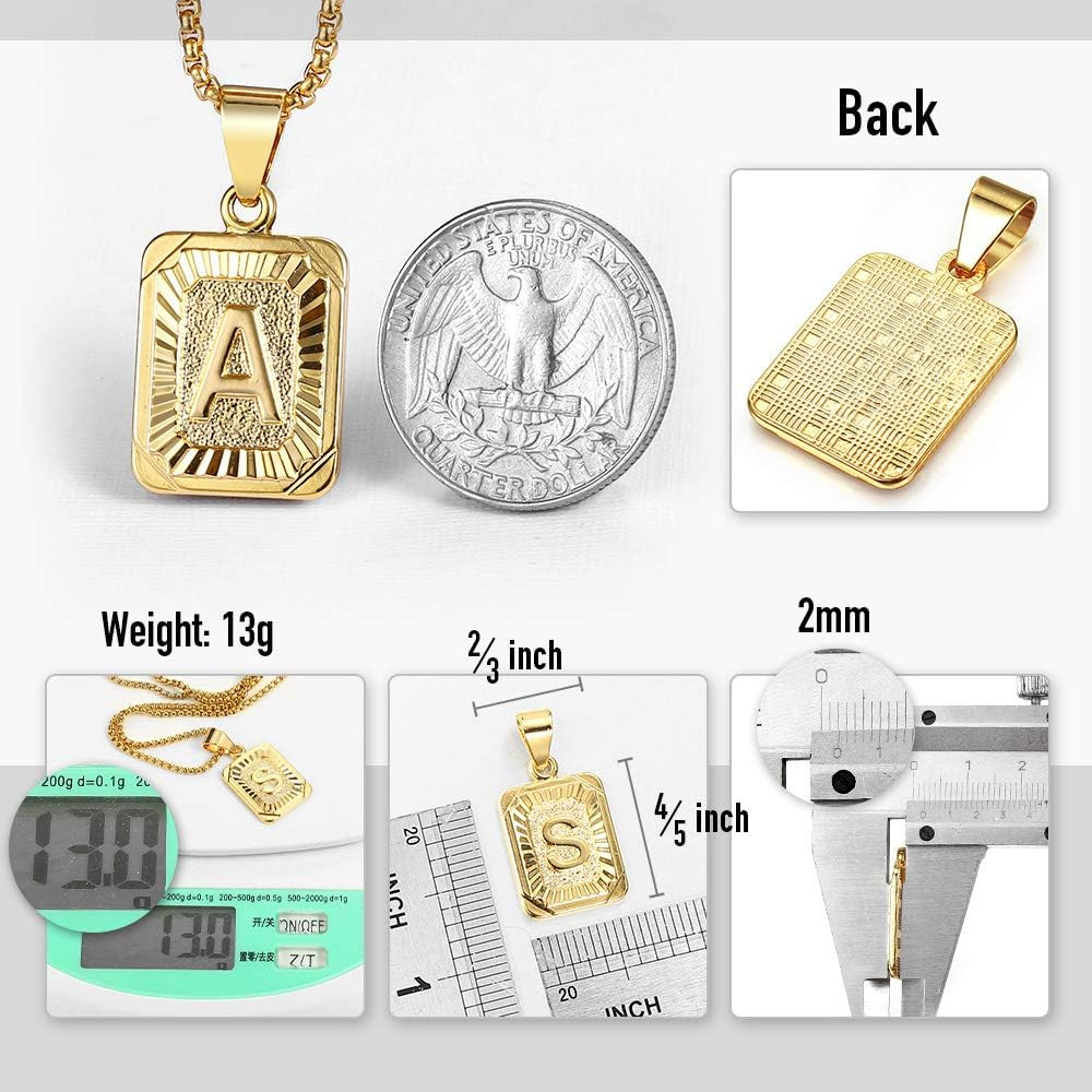 Initial A-Z Letter Pendant Necklace Mens Womens Capital Letter Yellow Gold Plate