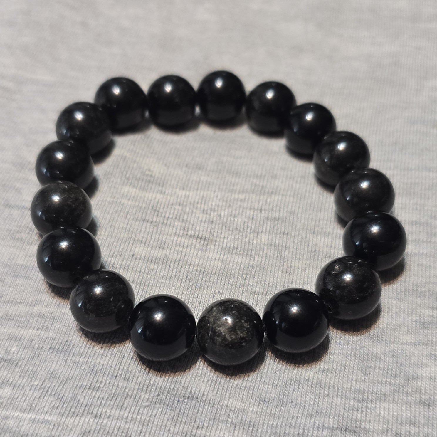 Golden Obsidian Round Bead Beaded Stretch Bracelet Ball/Bead Chain Stackable