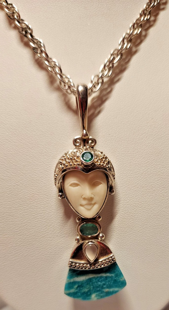 SAJEN Sterling Green Apatite 23″ Necklace & Matching 1.5″Earring Demi Parure