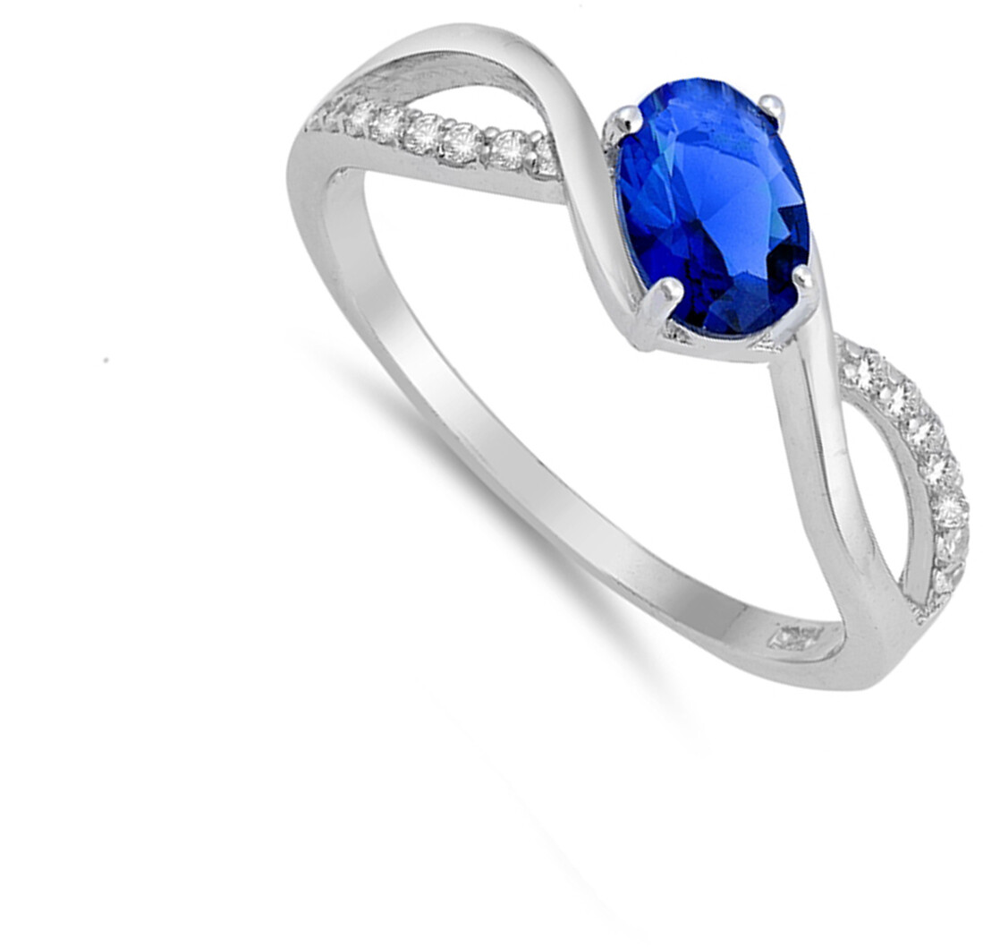 Oval Blue CZ Infinity Knot Ring New 925 Sterling Silver Band Sizes 5-10