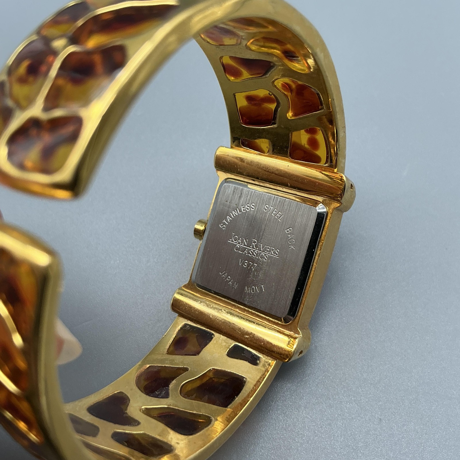 Joan Rivers Womens Watch 24mm Gold Dial Faux Tortoise Resin Bangle New Battery
