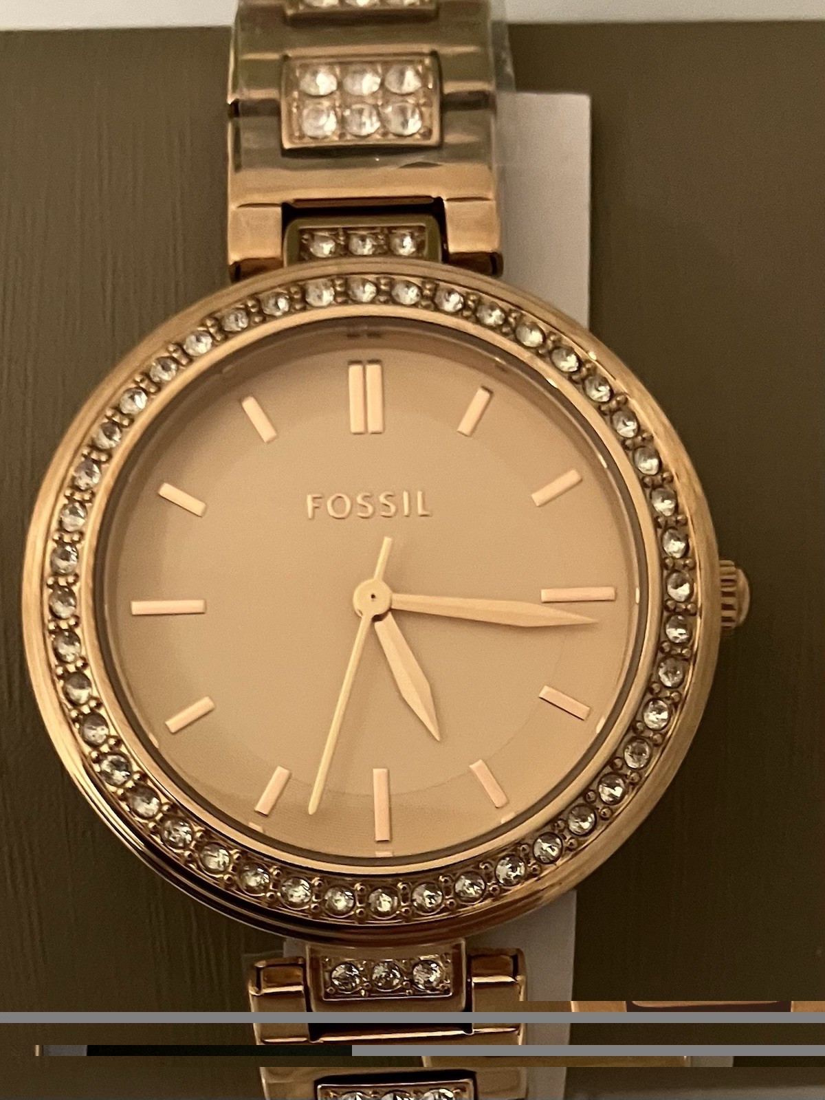 Fossil Women’s, 32mm, Karli Rose Gold Tone Crystal ! Miyota 2035 Caliber