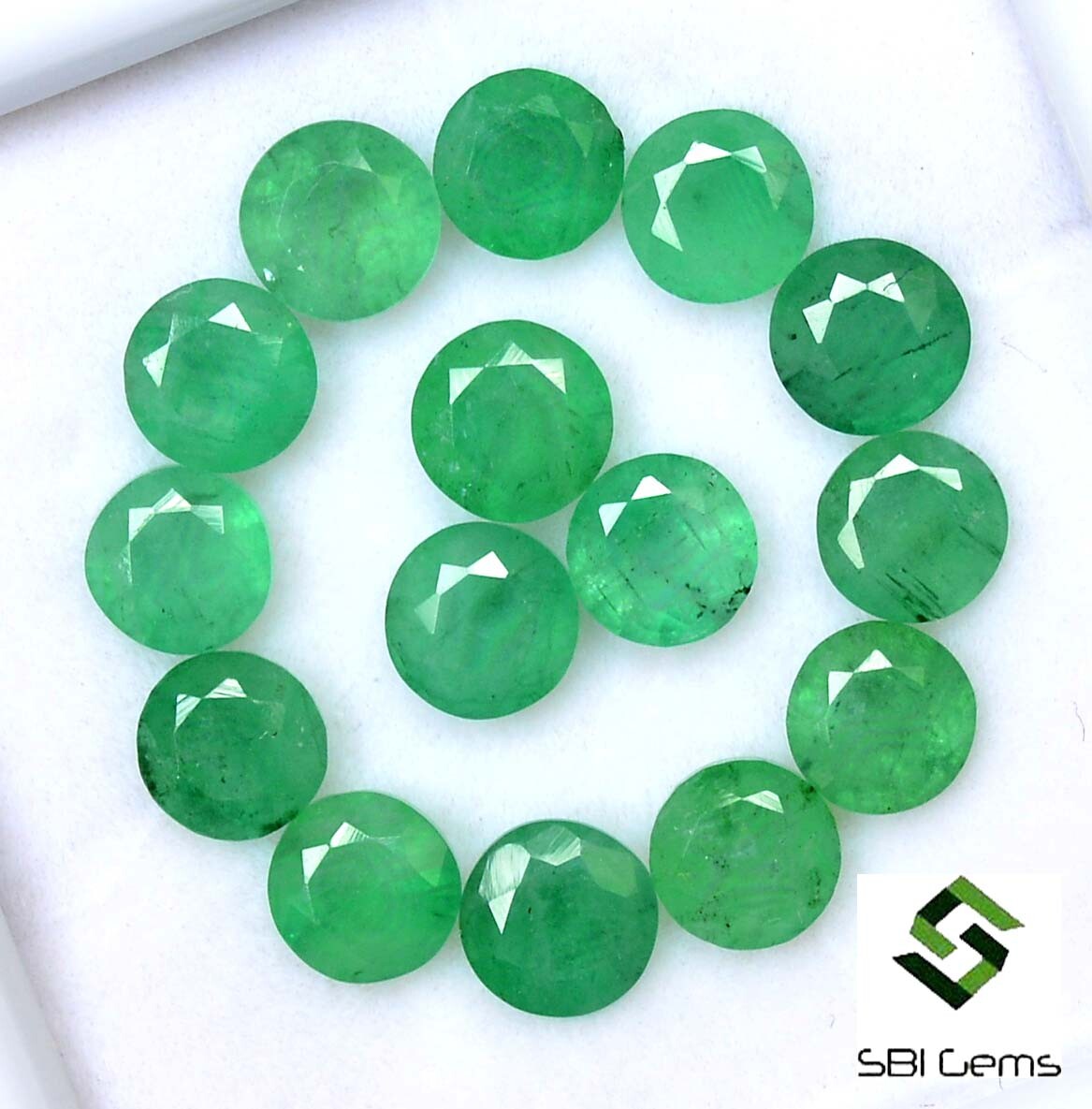 7.21 CTS Natural Emerald Round Cut 5 mm Lot 15 Pcs Calibrated Loose Gemstones