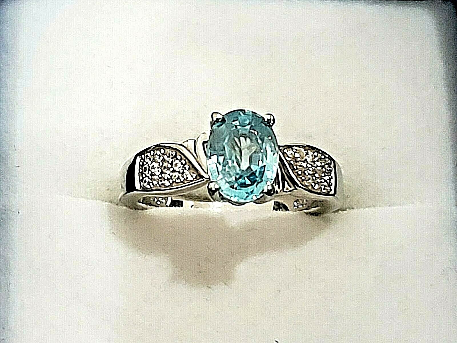 Cambodian Blue Zircon & Zircon ring in Platinum over 925 Sterling1.90 ct sz 6