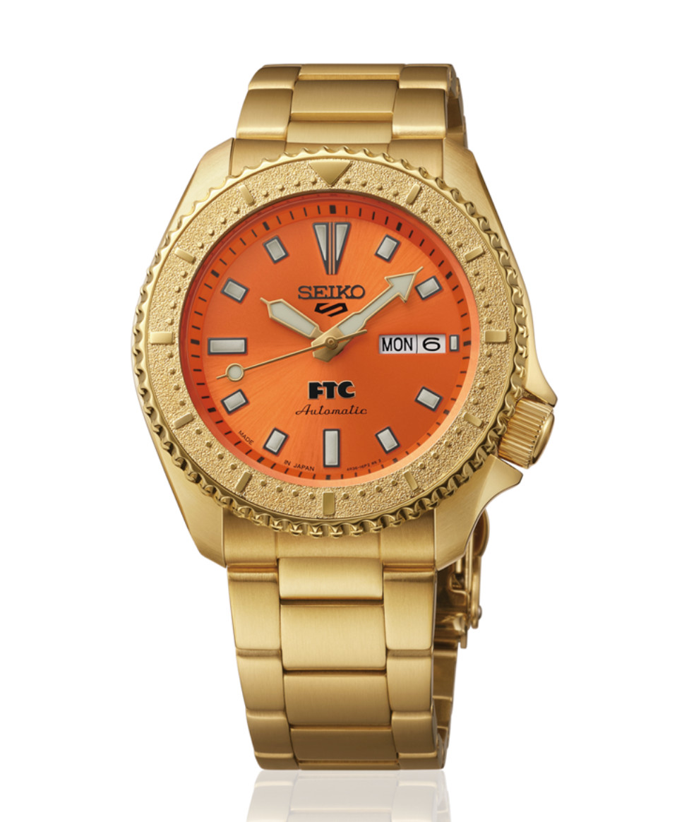 Seiko 5 Sports HDB012JC FTC 40th Collab Ltd Auto Watch Orange Dial Gold