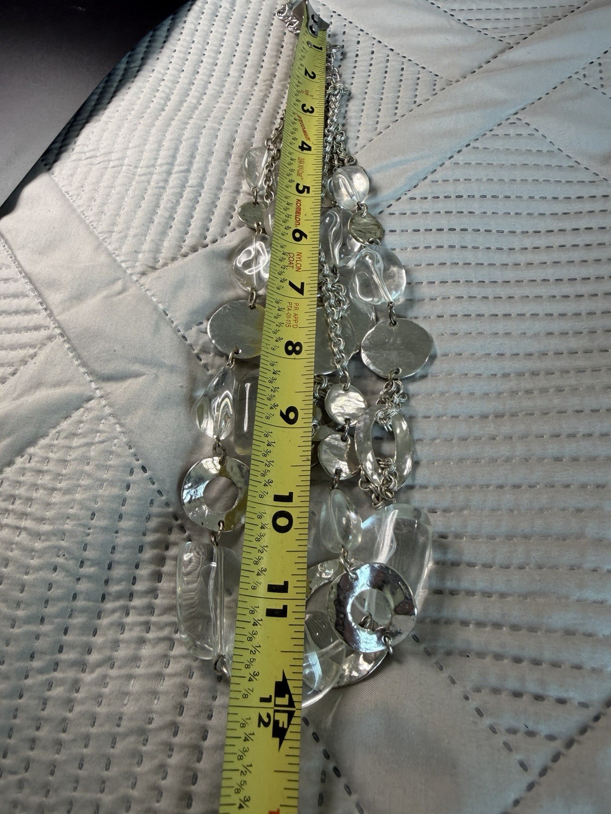 Chico’s Statement Necklace. Silver chain with large links and clear beads.