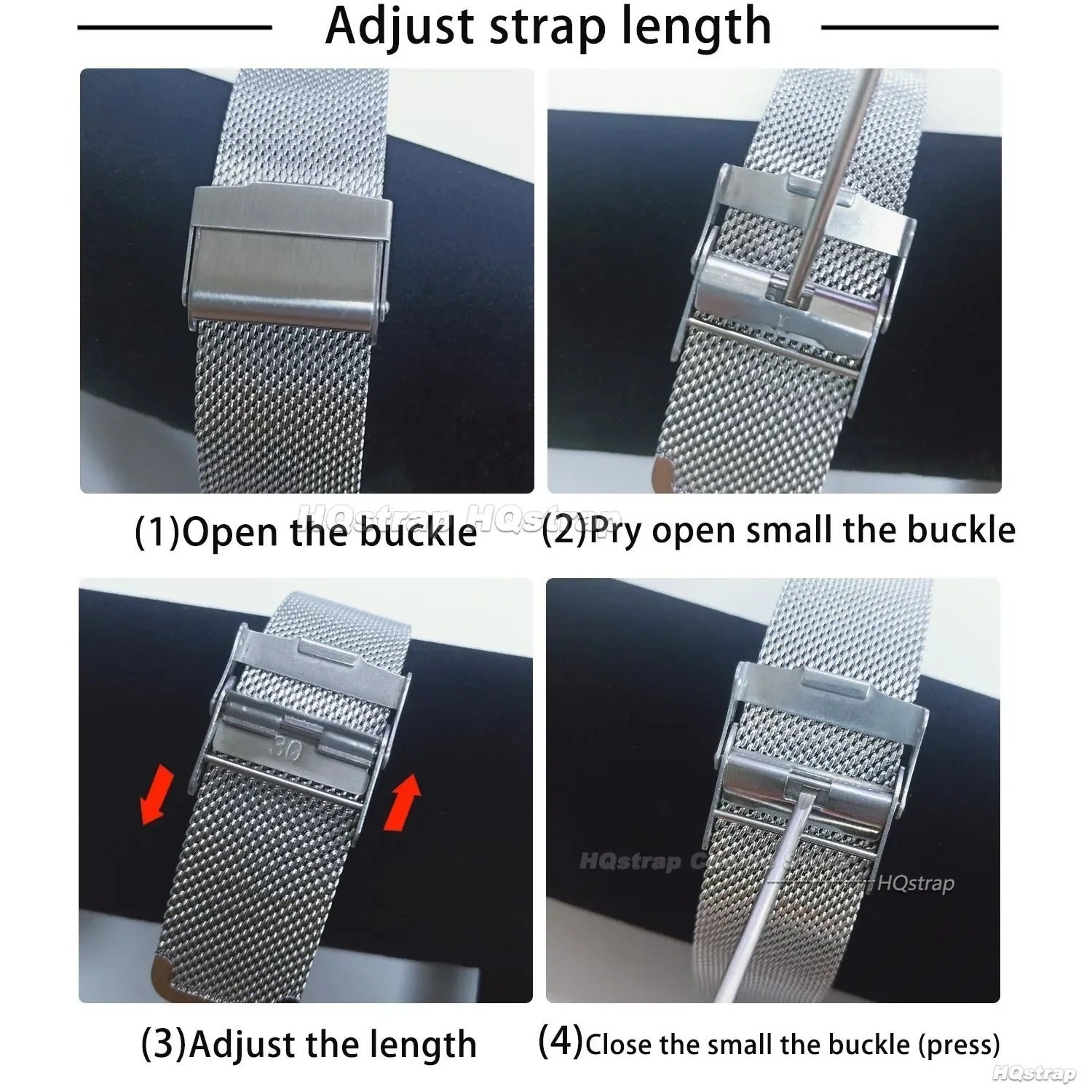 12–24mm Stainless Steel Mesh Metal Watch Strap Band Unisex