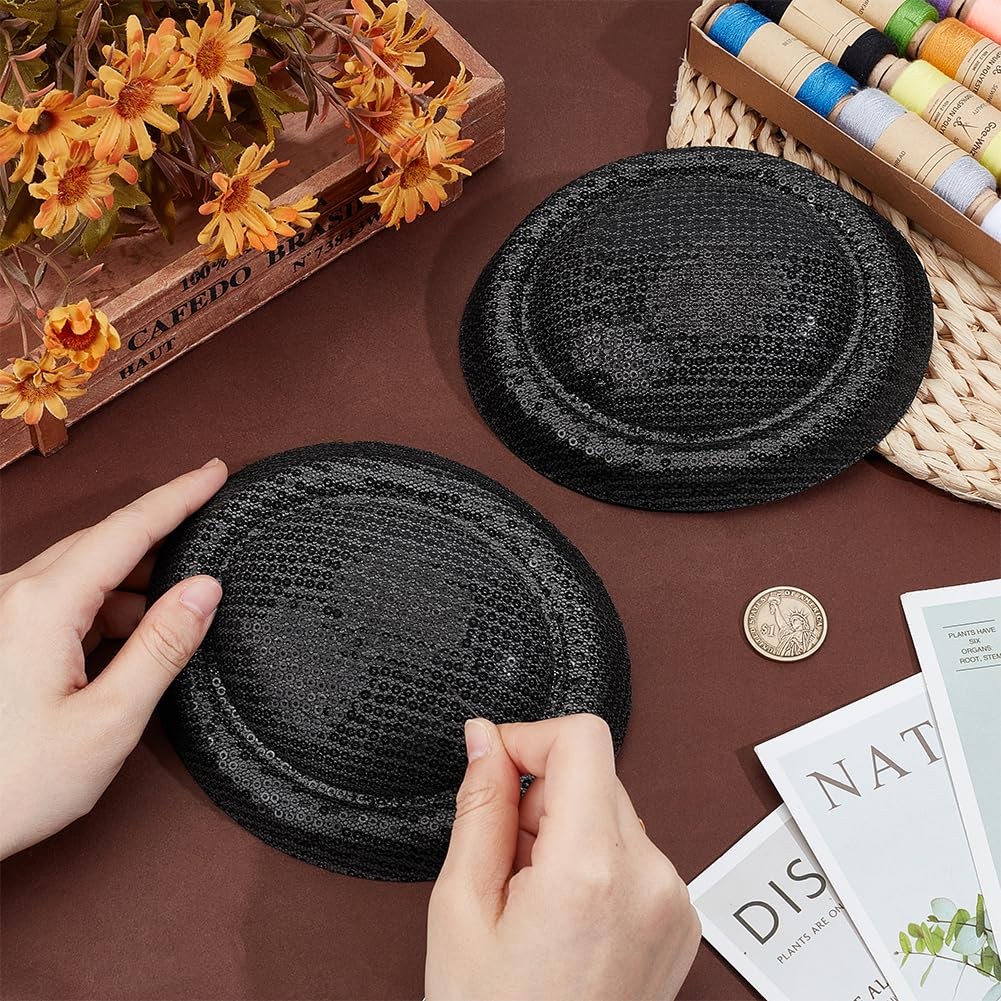 2Pcs Black Fascinators Hat Base Polyester Millinery Base with Glitter Sequins…