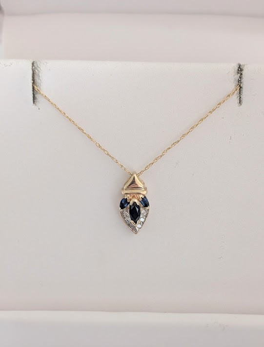 Sapphire & Diamond Necklace 14K 2.4 Grams Retail Price $1399 Make Me An Offer!